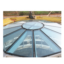 Estructura de domo de acero galvanizado caliente con techo de vidrio templado